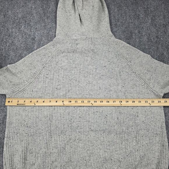 American Eagle Sweater Womens Medium Gray Speckled Knit Hoodie Ribbed Pullover - Picture 4 of 16